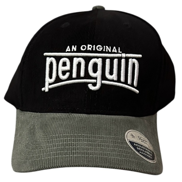 MENS ORIGINAL PENGUIN Black/Green Corduroy SNAPBACK‎ ADJUSTABLE HAT CAP ONE SIZE - Picture 1 of 3